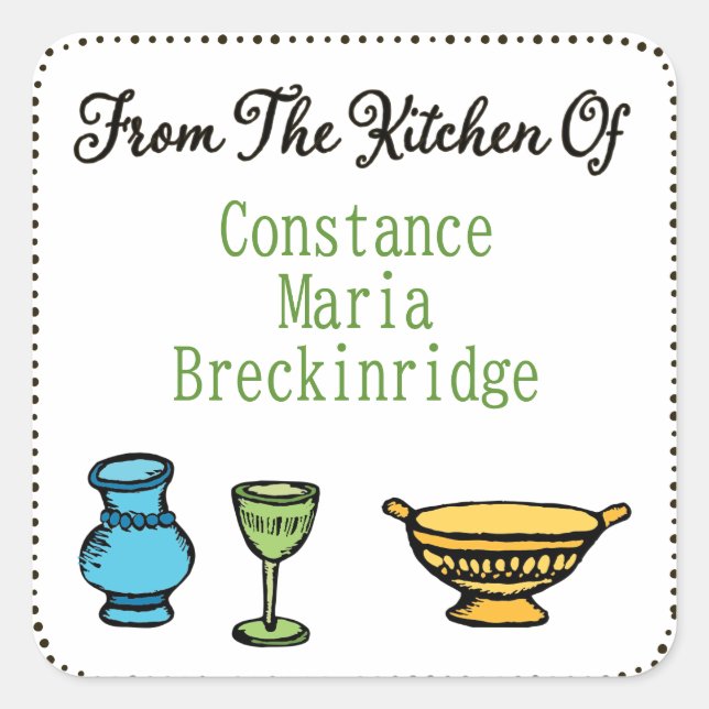 Whimsical "From The Kitchen Of" Sticker Template (Front)