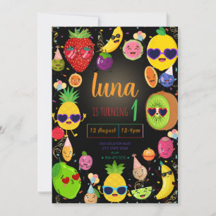whimsical Fruit Birthday Invitation