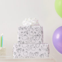 Whimsical Fruit Doodle Wrapping Paper