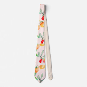 Whimsical Fruit Garden Botanical Illustration Tie