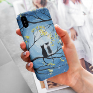 Whimsical Full Moon with Cats iPhone 12 Case