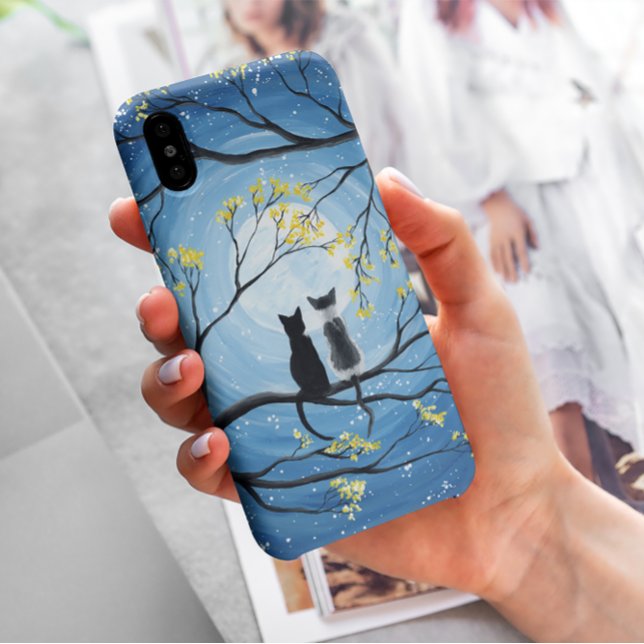 Whimsical Full Moon with Cats Case-Mate iPhone Case (Creator Uploaded)