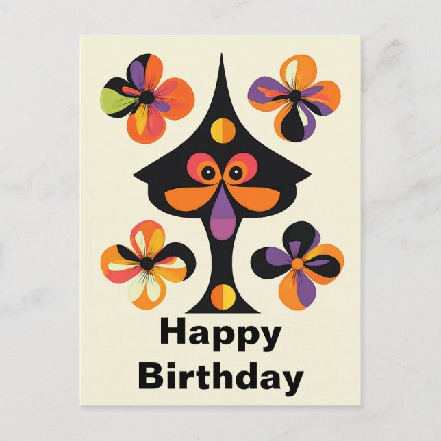 Whimsical Fun Birthday Postcard (Front)