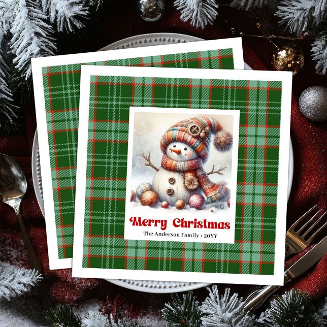 Whimsical Fun Christmas Snowman Editable Napkins  (Whimsical Fun Christmas Snowman Editable Napkins )
