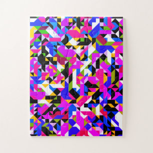 Whimsical fun colorful geometric abstract pattern jigsaw puzzle