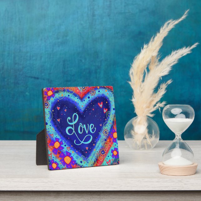 Whimsical Fun Colourful  Cute Love Heart Plaque (Insitu)