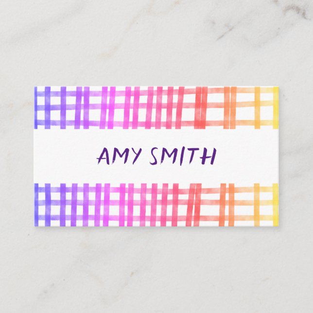 whimsical fun colourful  painted lines custom business card (Front)
