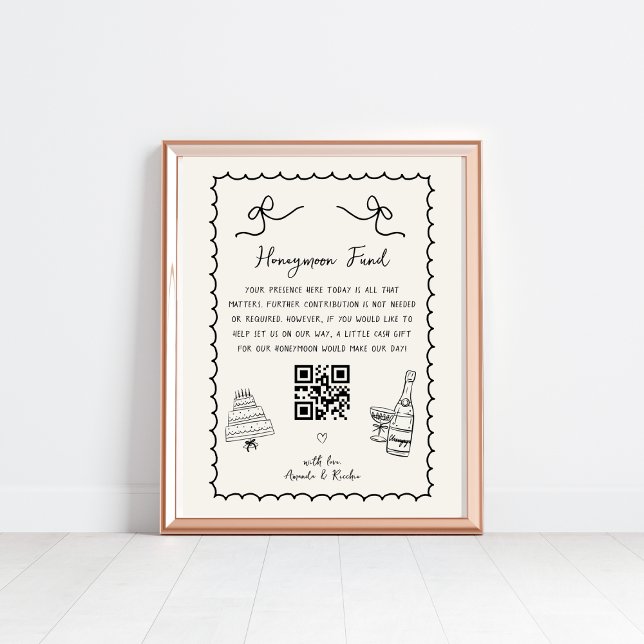 Whimsical Fun French Wedding Honeymoon Fund Sign (Creator Uploaded)