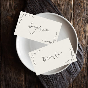 Whimsical Fun Hand Drawn French Wedding Flat Name Place Card