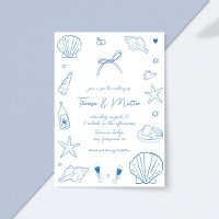 Whimsical Fun Hand Drawn Nautical Coastal Wedding