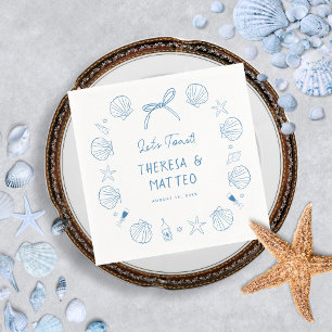 Whimsical Fun Hand Drawn Nautical Coastal Wedding Napkin