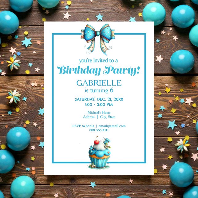 Whimsical Fun Teal Birthday  Invitation (Creator Uploaded)