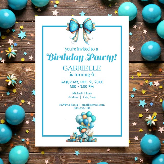 Whimsical Fun Teal Birthday  Invitation (Creator Uploaded)