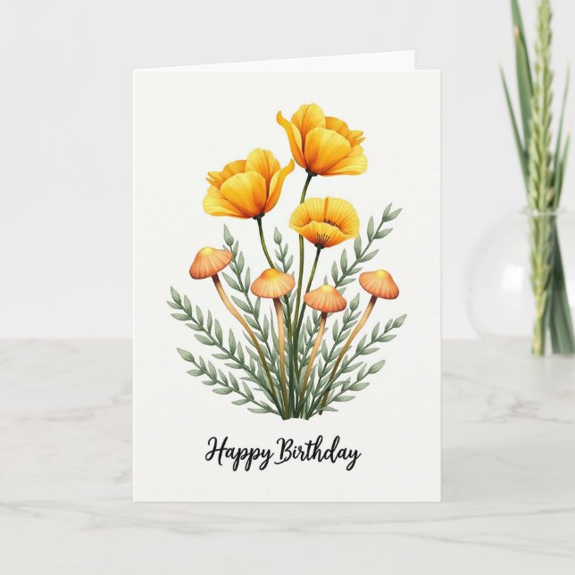 Whimsical Fungi Birthday Card (Front)