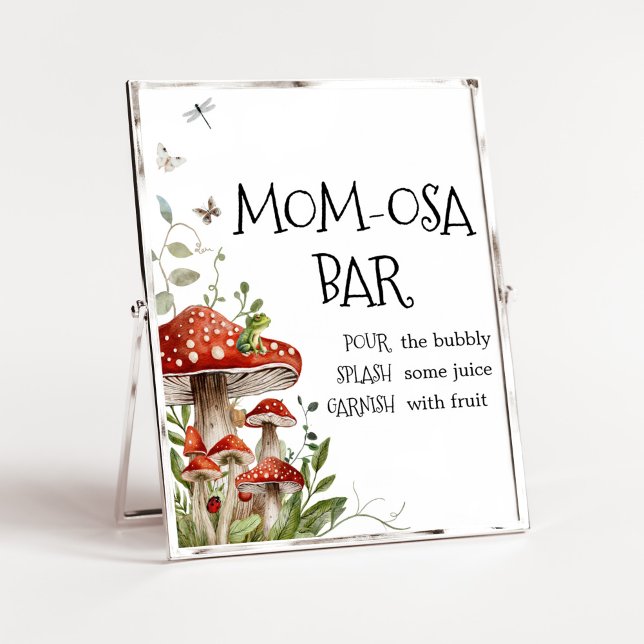 Whimsical Fungi Mushroom Fall Mum Osa Bar Poster (Whimsical Mushroom Baby Shower Mom Osa Bar Sign)