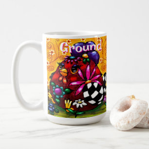 Whimsical Funky Chunky Floral Chicken Personalised Coffee Mug