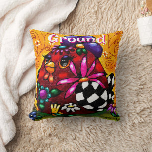 Whimsical Funky Chunky Floral Chicken Personalised Cushion