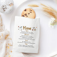 Whimsical Funky Decor Handwritten Wedding Menu