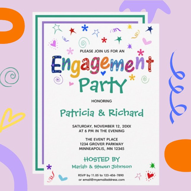 Whimsical Funky Engagement Invitation (Creator Uploaded)