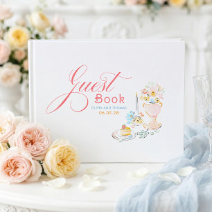 Whimsical Funky Floral Quirky Hand Drawn Wedding Guest Book
