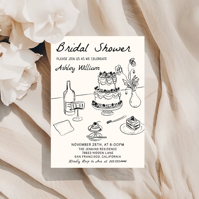 Whimsical Funky Hand Drawn Bridal Shower Invitation (Creator Uploaded)