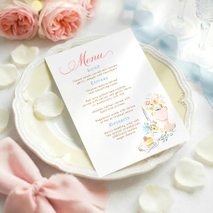 Whimsical Funky Hand Drawn Pastel Wedding Menu