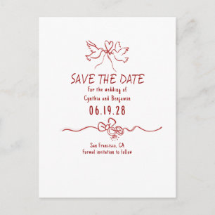 Whimsical Funky Hand Drawn Save The Date Announcement Postcard