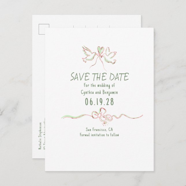 Whimsical Funky Hand Drawn Save The Date Announcement Postcard (Front/Back)