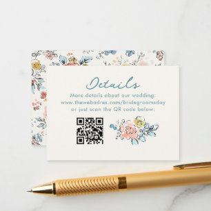Whimsical Funky Hand Drawn Wedding Details QR Enclosure Card