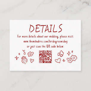 Whimsical Funky Hand Drawn Wedding Details QR Enclosure Card