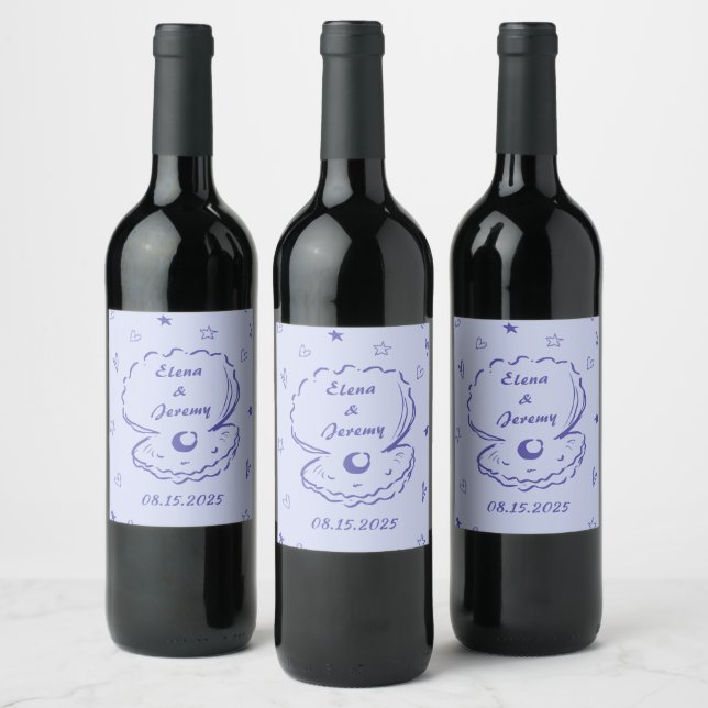 Whimsical Funky Hand Drawn Wedding Wine Label (Bottles)