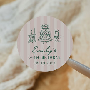Whimsical Funky Quirky 30th Birthday Party Classic Round Sticker