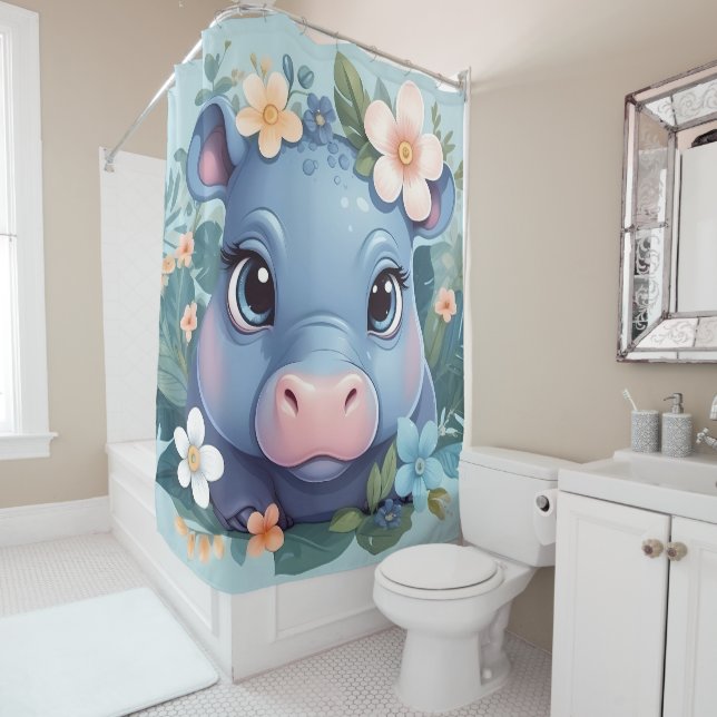 Whimsical Funny Animal Shower Curtains (In Situ)
