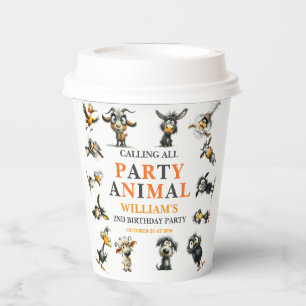 Whimsical Funny Animals 2nd Birthday Party Paper Cups