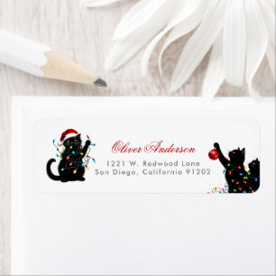 Whimsical Funny Christmas Cat Baby Shower adress Return Address Label