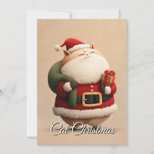 Whimsical Funny Cute Orange Merry Christmas Cat  Holiday Card