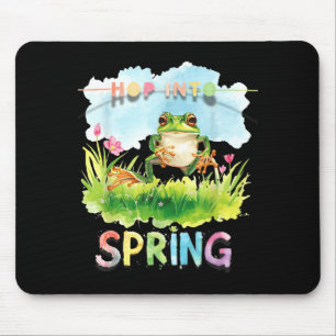 Whimsical funny frog hoping into the season of mouse pad