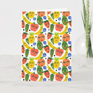 Whimsical Funny Fruit Salad Pattern Card