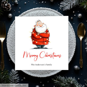 Whimsical Funny Santa Custom Holiday Napkins
