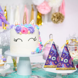 Whimsical Fusion of Unicorns, Donuts, Ice Cream Party Hat