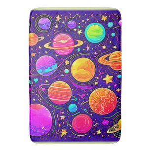 Whimsical Galaxy in Soft Hues Bath Mat