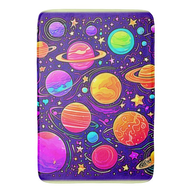 Whimsical Galaxy in Soft Hues Bath Mat (Front Vertical)