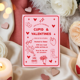 Whimsical Galentines Cupid & Galentine's Party Invitation