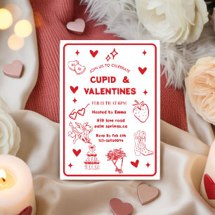Whimsical Galentines Cupid & Galentine's  Party Invitation
