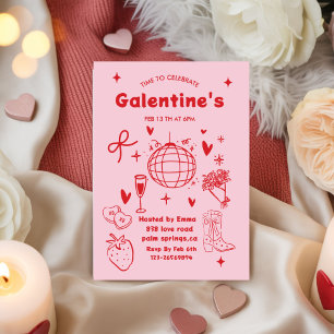 Whimsical Galentines Valentines girls  Party Invitation