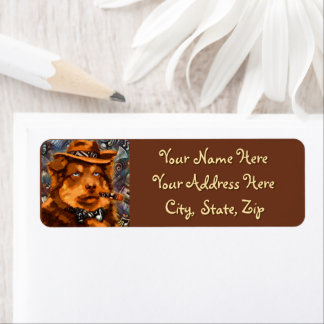 Whimsical Gangster Dog Retro Noir Blue-Eyed Art Return Address Label