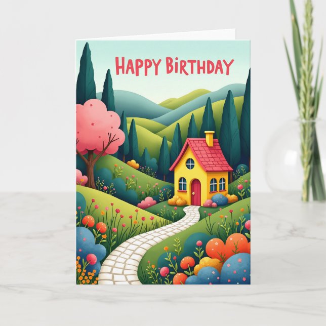 Whimsical Garden Birthday Card (Front)
