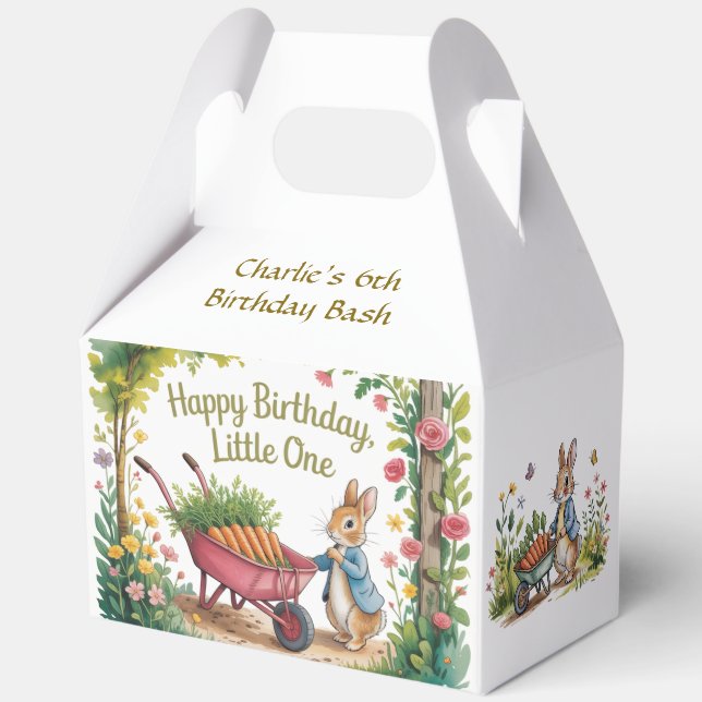 Whimsical Garden Bunny Boy Birthday Bash Favour Box (Back)