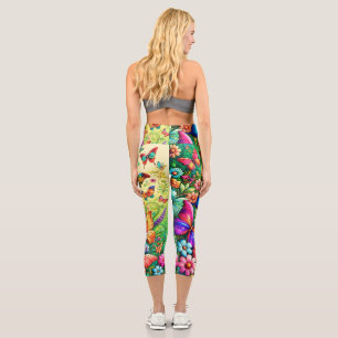 Whimsical Garden Butterflies Capri Leggings
