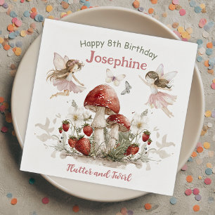 whimsical garden flutter and twirl fairy birthday napkin